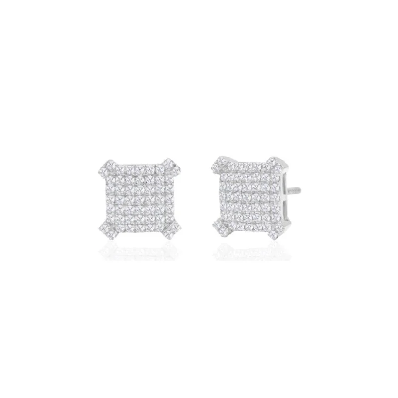 stud earrings for women-Concave Diamond Earrings (14K)