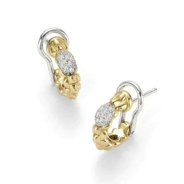 ruby earrings for women-Eka 18ct Yellow Gold Diamond Set Half Hoop Earrings