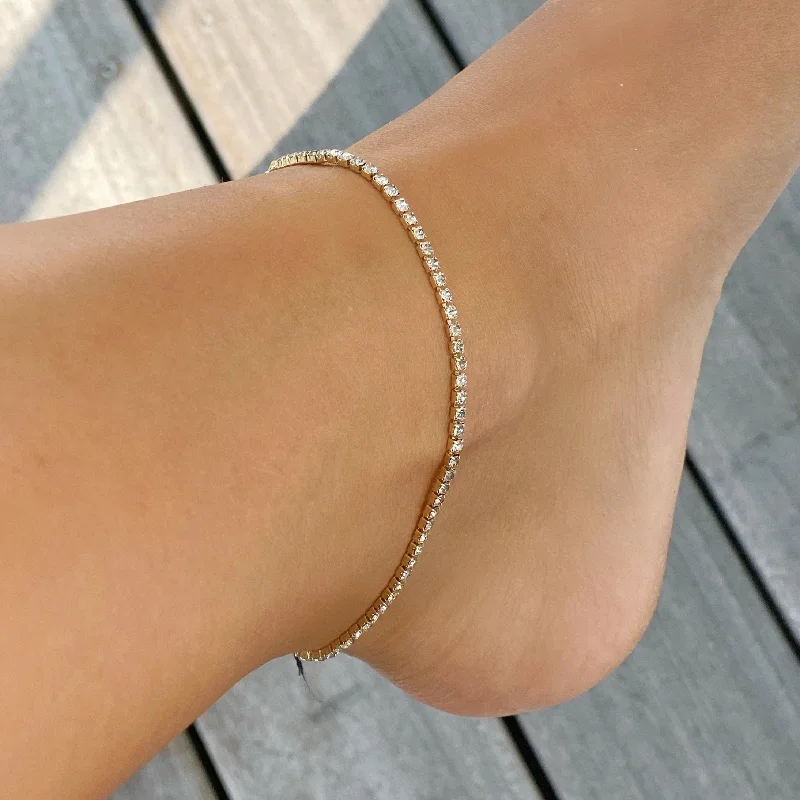 anklet with pearls for women-VERONICA CZ STONE ANKLET