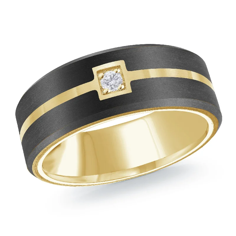 trendy engagement ring for women-14K Yellow Gold Ring from the Noir Collection by Malo - MRDA-159-8Y