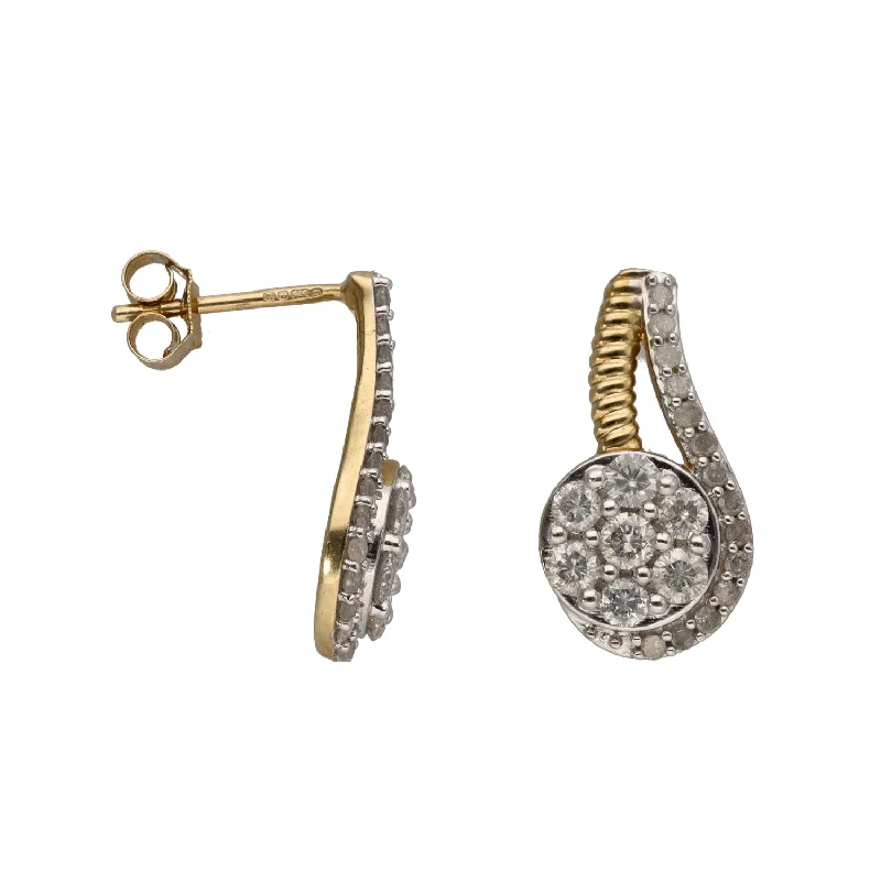 hoop earrings with stones for women-9ct Bi-Colour Gold 1.40ct Diamond Dress/Cocktail Earrings