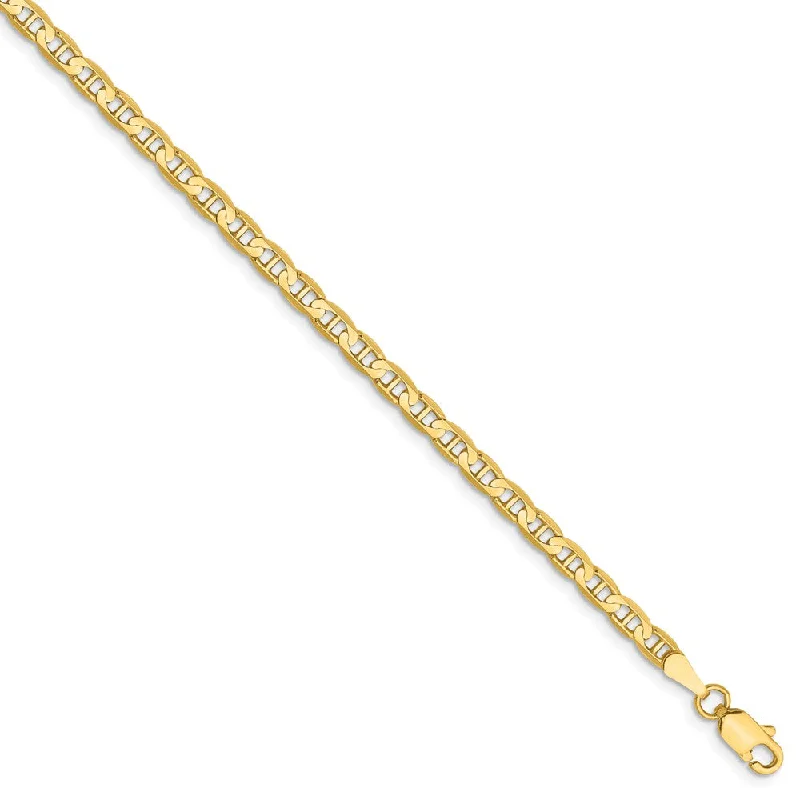 infinity bracelet for women-3mm, 14k Yellow Gold, Solid Concave Anchor Chain Anklet