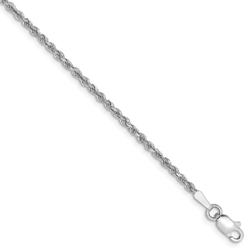 flower bracelet for women-1.8mm, 14k White Gold, Diamond Cut Solid Rope Chain Anklet