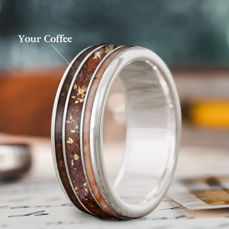 matching wedding rings for women-Custom Design - 3-Inlay Wide Center Ring ggyetzofmsupY0NDZBiJyy5N