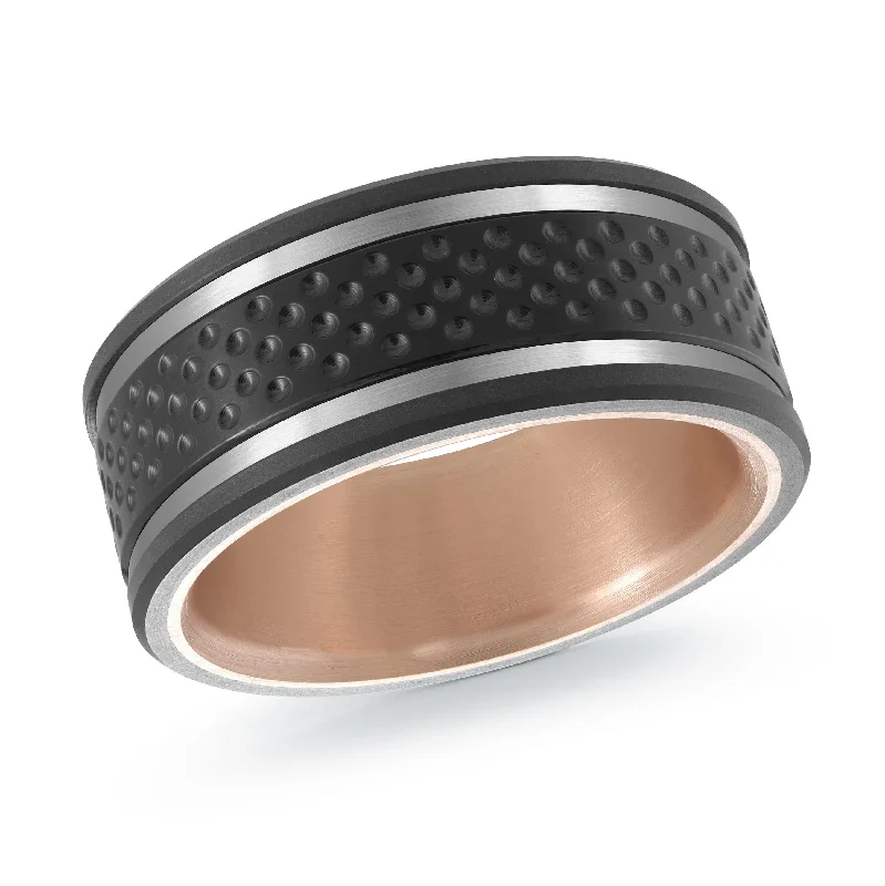 classic engagement ring for women-Titanium with 14K Rose Gold Ring from the Titanium Collection by Malo - MRDTI-019-9AP