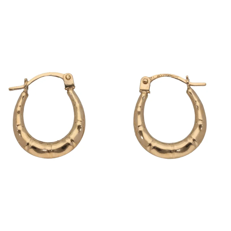 hoop earrings with pearls for women-New 9ct Gold Patterned Creole Earrings