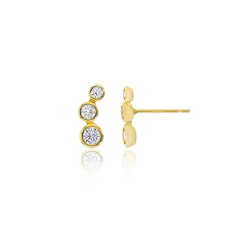 nature earrings for women-Bezel Stud Earrings (14K)