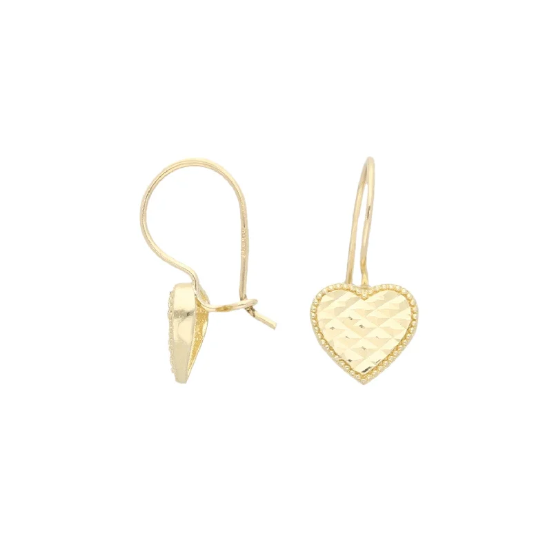 gold dangle earrings for women-New 14ct Gold Heart Earrings