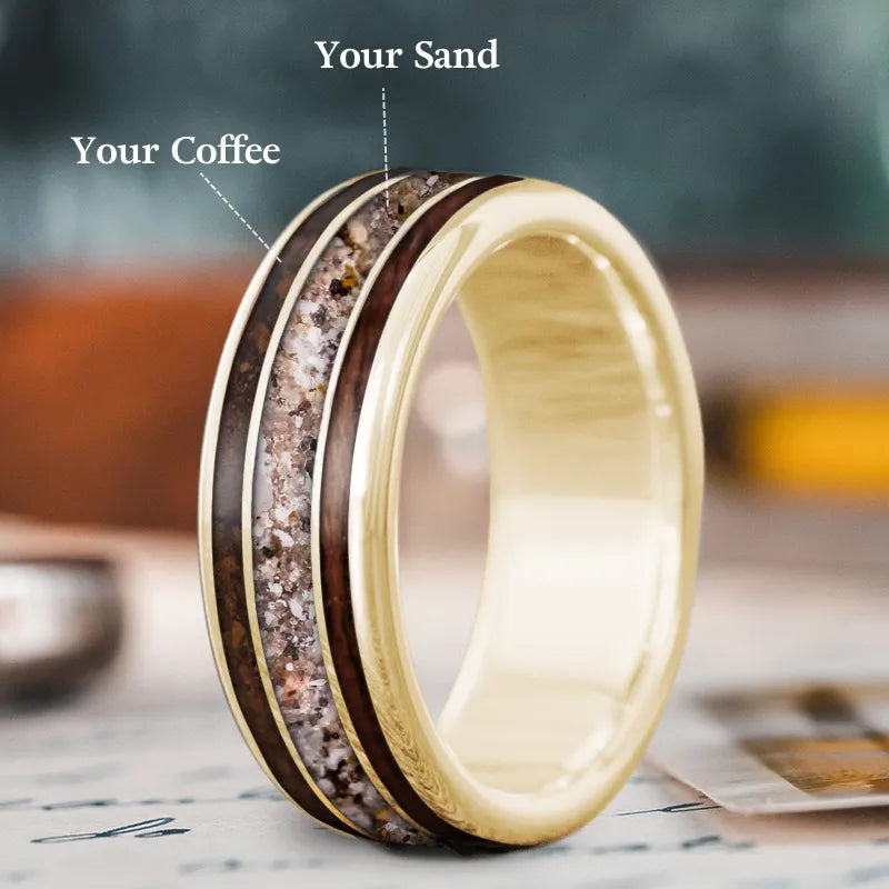 matching wedding rings for women-Custom Design - 3-Inlay Wide Center Ring xQkngYFeXfAp1Z2W-uOkGcx5