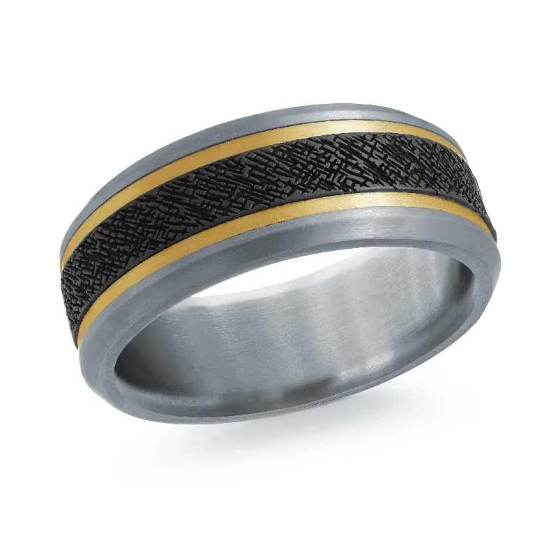 halo engagement ring for women-14K Yellow Gold with Carbon Fiber Ring from the Tantalum Collection by Malo - MRDTC-012-8YB