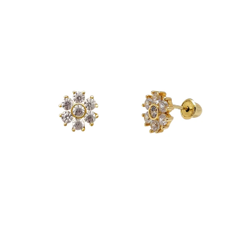 luxury hoop earrings for women-Cocktail Flower Stud Earrings (14K)