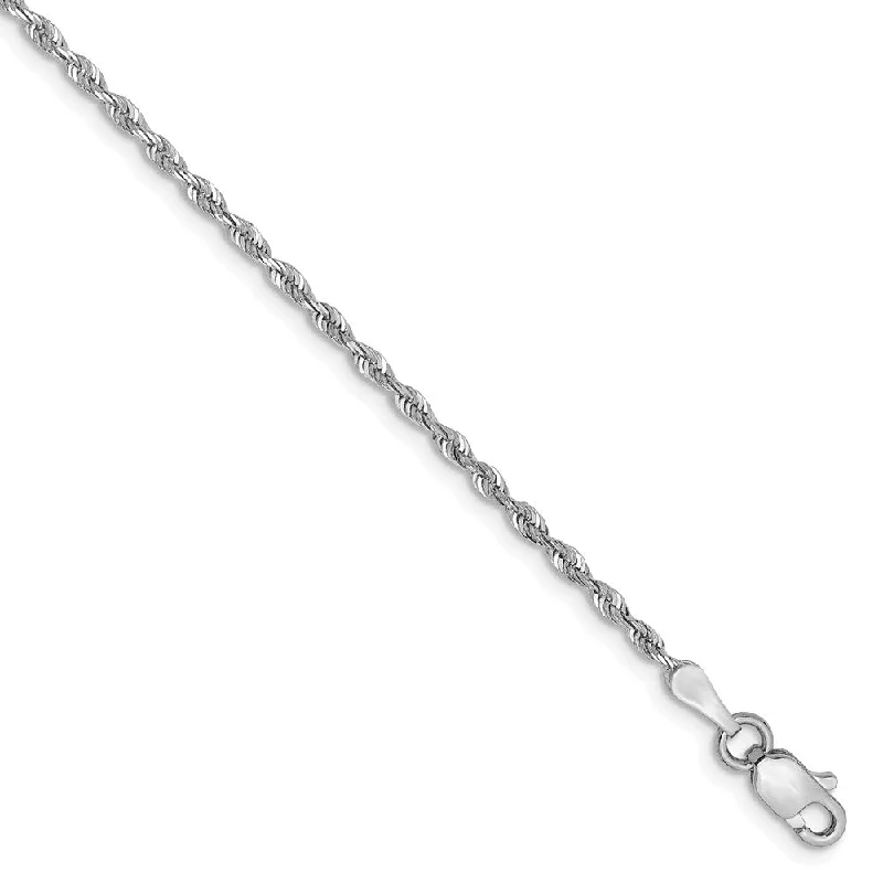 sterling silver anklet for women-1.85mm 10k White Gold D/C Quadruple Rope Chain Anklet