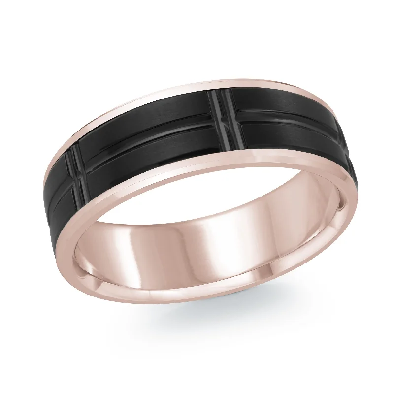 stylish engagement ring for women-14K Rose Gold Ring from the Titanium Collection by Malo - MRDTI-008-7P