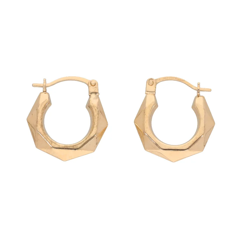 geometric stud earrings for women-New 9ct Gold Fancy Hoop Earrings