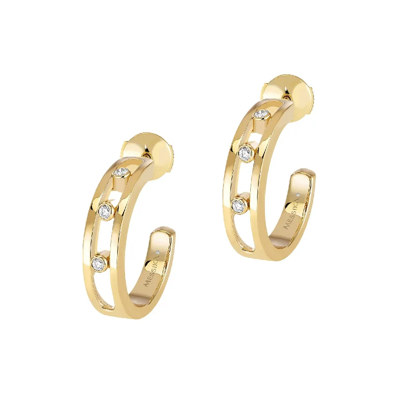 geometric stud earrings for women-Move 18ct Yellow Gold Hoop Earrings