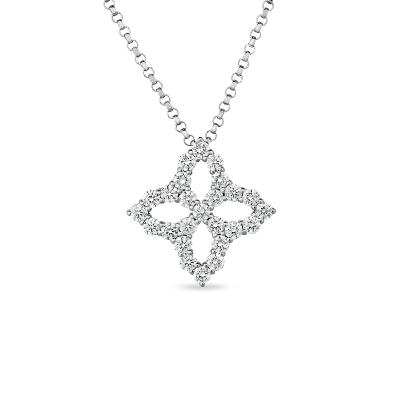 pendant necklace for women-Outline Diamond Princess Flower Pendant