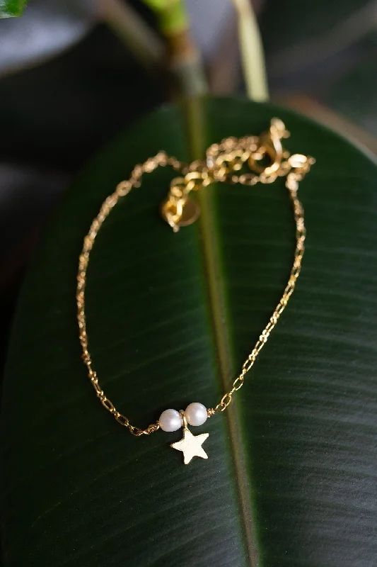 rose gold bracelet for women-Star Pearl Anklet