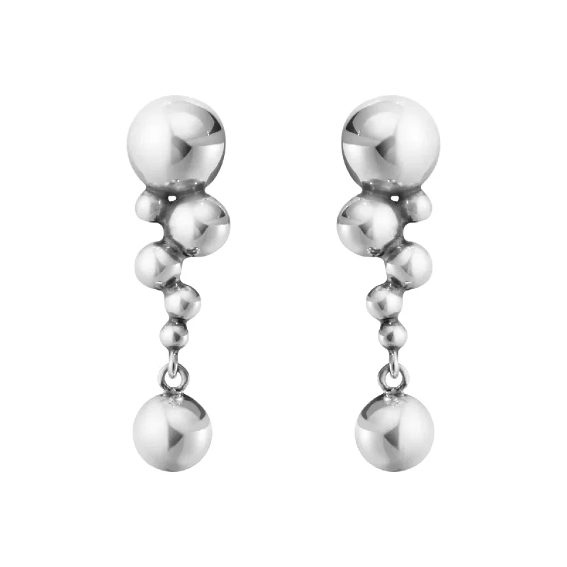 drop earrings for women-Moonlight Grapes Small Silver Drop Earrings