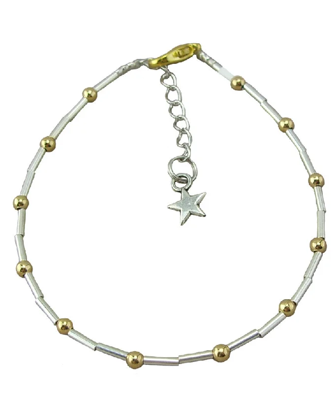 pearl chain bracelet for women-Silver and Gold Anklet