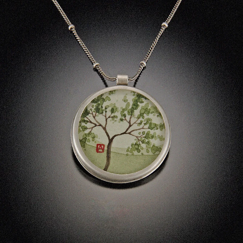 artistic necklace for women-Medium Round Spring Maple Necklace