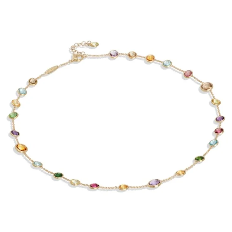 adjustable necklace for women-Jaipur Color Collection 18K Yellow Gold Mixed Gemstone Necklace