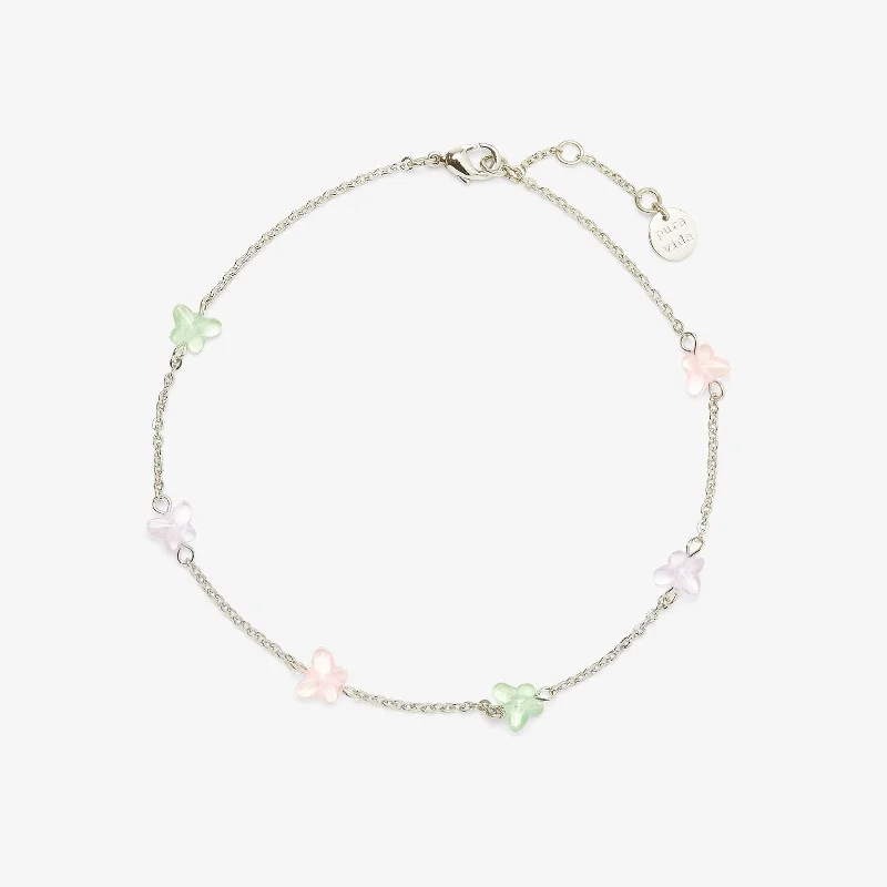 gemstone bracelet for women-Glass Butterfly Anklet