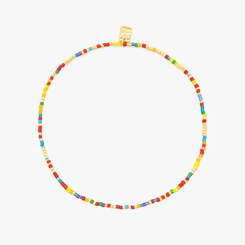 elegant anklet for women-Rainbow Bead Stretch Anklet