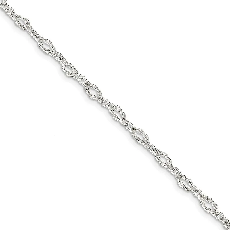 adjustable bracelet for women-Sterling Silver 6mm, Herculean Knot Link Anklet