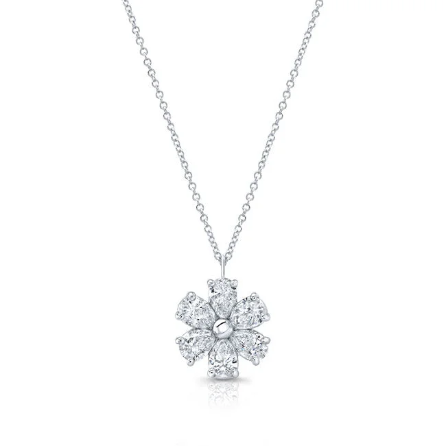 luxury necklace for women-Tiny Diamond Flower Pendant