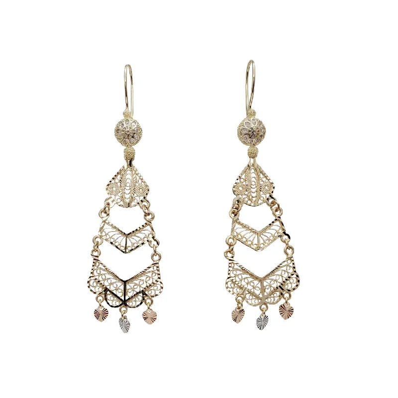 bar earrings for women-Chandelier Earrings (14K)