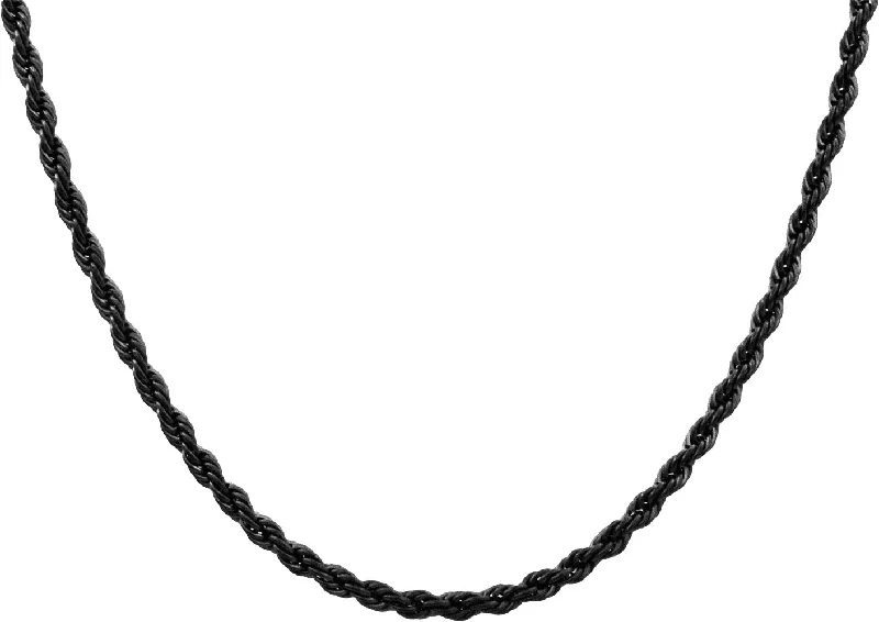 colorful necklace for women-Mens 5MM Black Stainless Steel Rope Chain Necklace