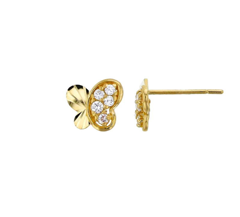 flower earrings for women-Butterfly Stud Earrings (14K)