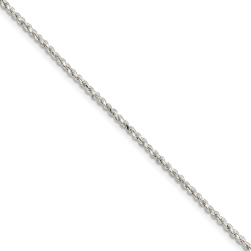 heart bracelet for women-Sterling Silver Adjustable Diamond-Cut Rope Anklet, 9 Inch