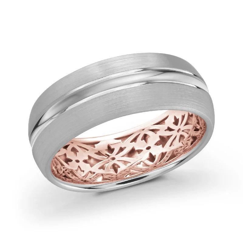 eternity band engagement ring for women-14K White Gold with Pink Highlights and 14K Rose Gold Ring from the Precision Collection by Malo - FJM-017-8WZP