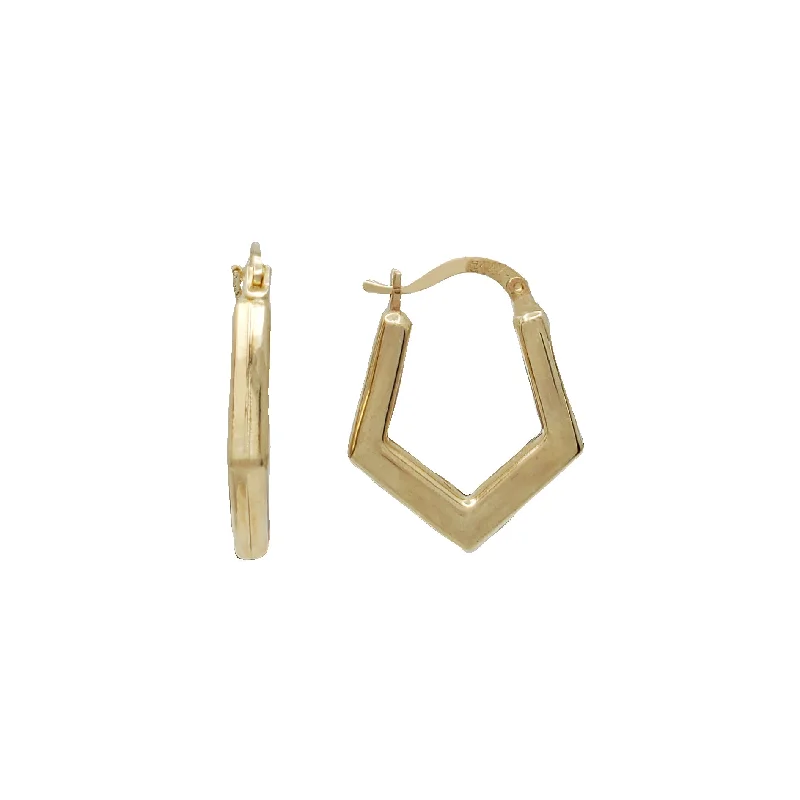 small hoop earrings for women-Plain Polygon Hoop Earrings (14K)