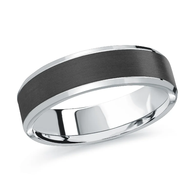 engraved engagement ring for women-14K White Gold Ring from the Noir Collection by Malo - MRDA-093-6W