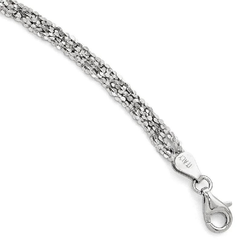 bold bracelet for women-Sterling Silver 4mm Textured Three Strand Anklet, 9-10 Inch