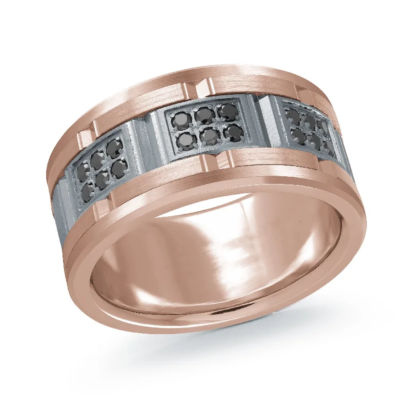 affordable diamond engagement ring for women-14K Rose Gold with Carbon Fiber Ring from the Tantalum Collection by Malo - MRDTN-057-11PBD