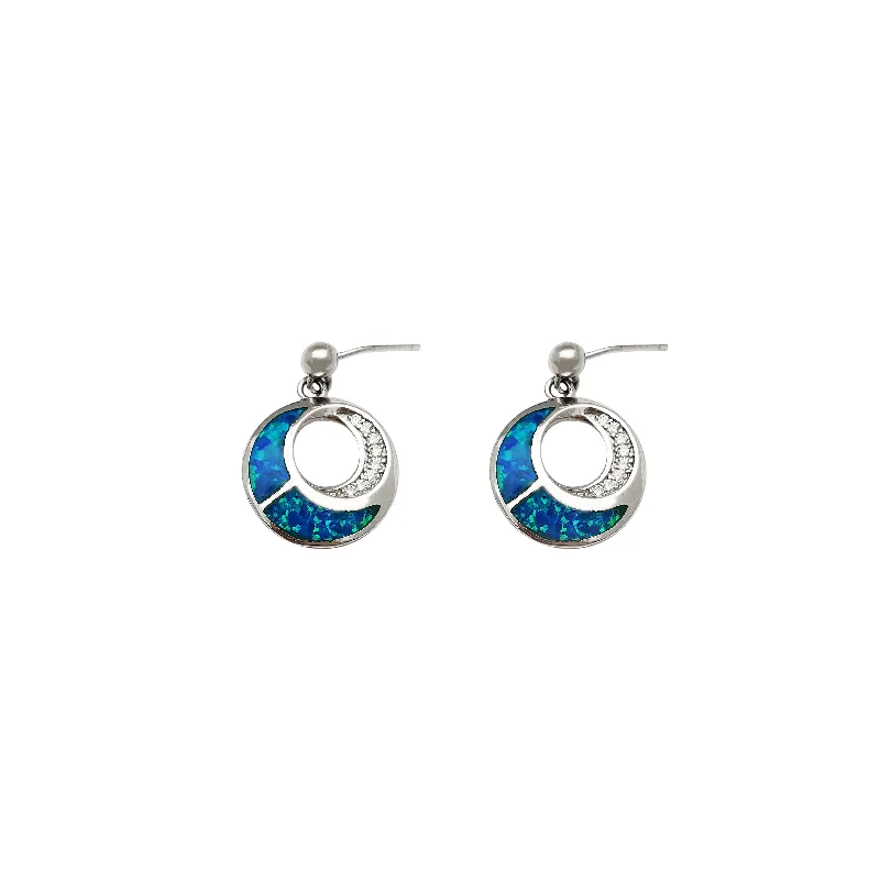 diamond earrings for women-Blue Opal Earrings (Silver)