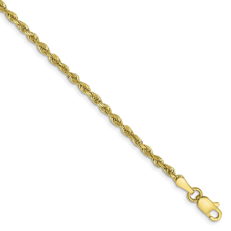 silver bangle anklet for women-2.25mm 10k Yellow Gold D/C Quadruple Rope Chain Anklet