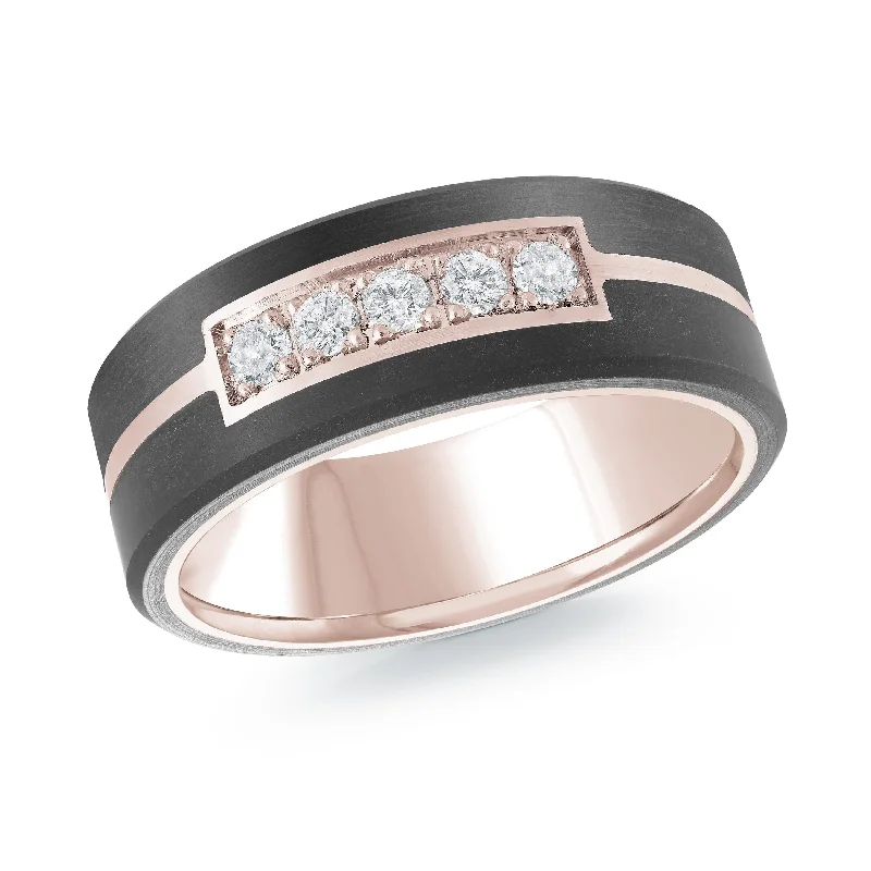 custom moissanite engagement ring for women-14K Rose Gold Ring from the Noir Collection by Malo - MRDA-161-8P