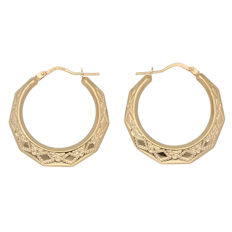 bohemian earrings for women-9ct Gold Creole Hoop Earrings