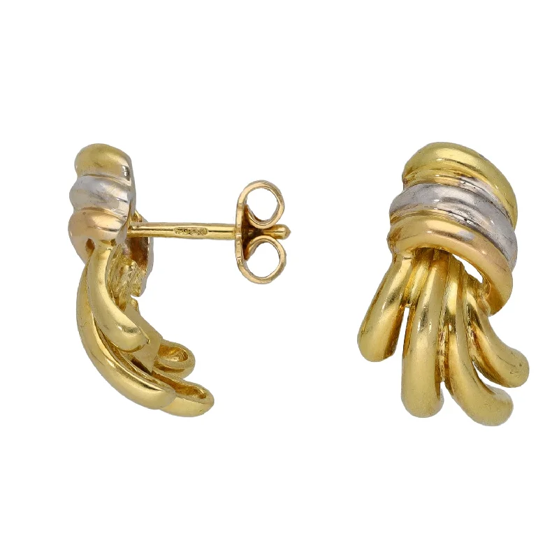 statement earrings for women-18ct Bi-Colour Gold Stud Earrings