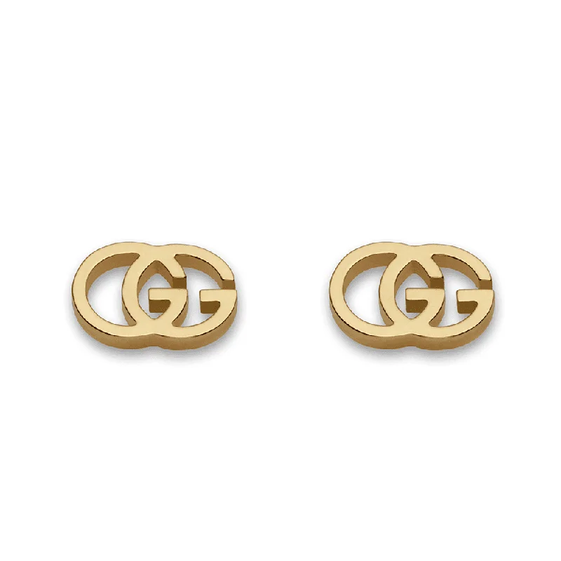 hoop earrings with pearls for women-GG Running 18ct Yellow Gold Stud Earrings