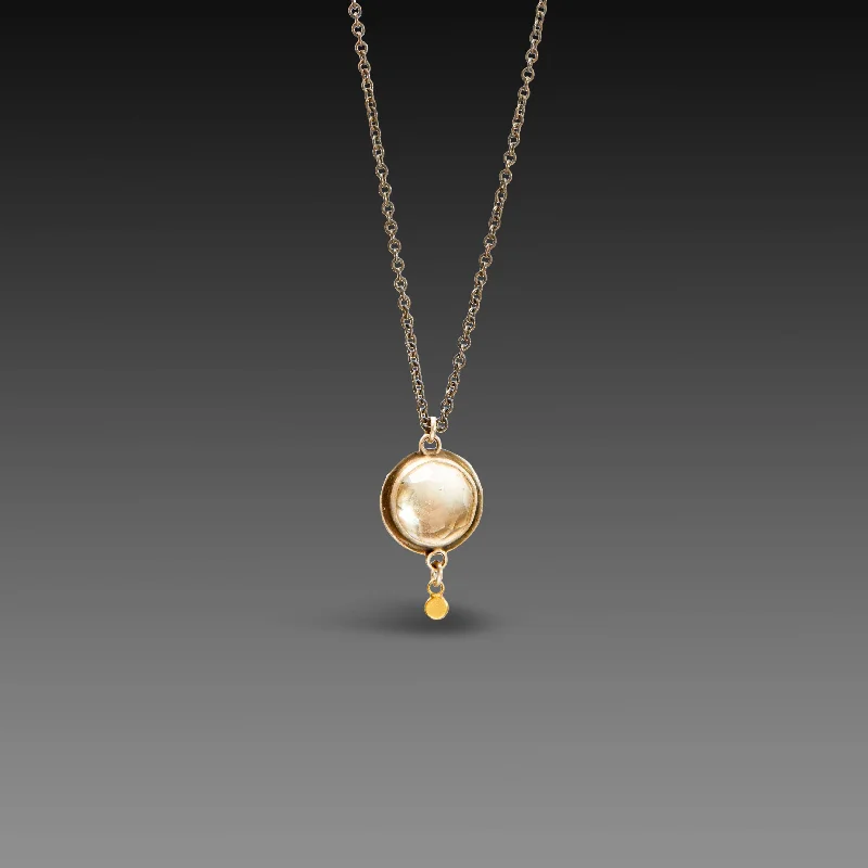 luxury gold necklace for women-White Topaz Necklace with Gold Dot