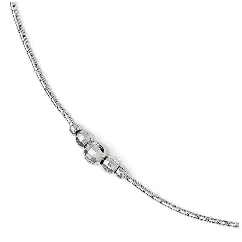 boho anklet for women-Sterling Silver Polished and Faceted Bead Anklet, 9-10 Inch