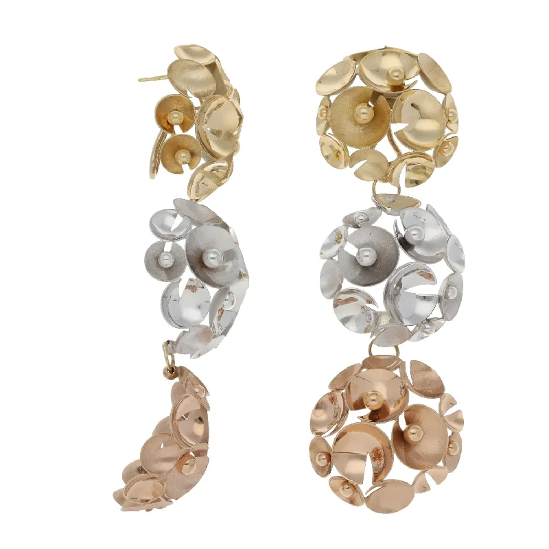 diamond earrings for women-18ct Tri-Colour Gold Dress/Cocktail Earrings