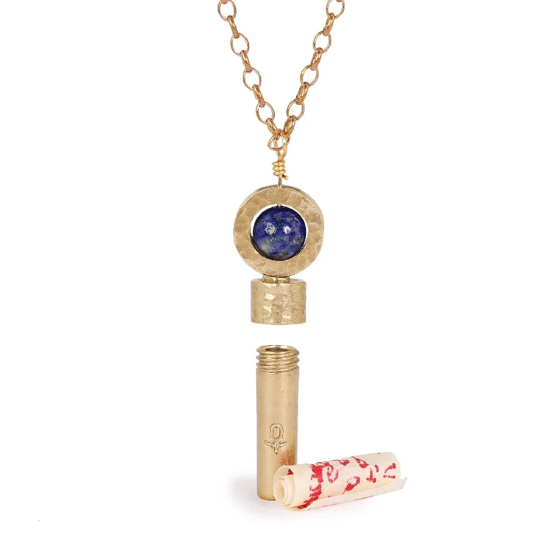 nature-inspired necklace for women-Polished Lapis Lazuli Intention Necklace