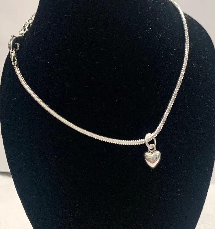 bangles bracelet for women-Silver Anklet with Silver Heart pendant