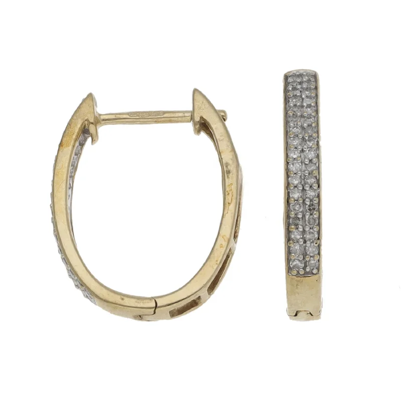 stud earrings for women-9ct Gold 0.34ct Diamond Hoop Earrings